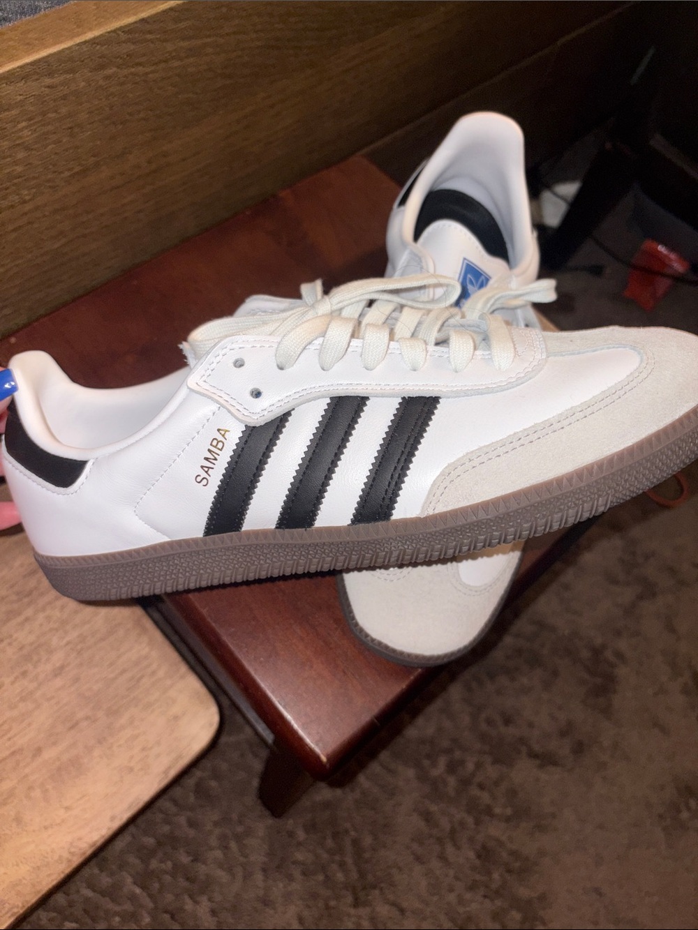 adidas Samba Leather Sneakers - White/Black/Gum - Picture 4 of 4